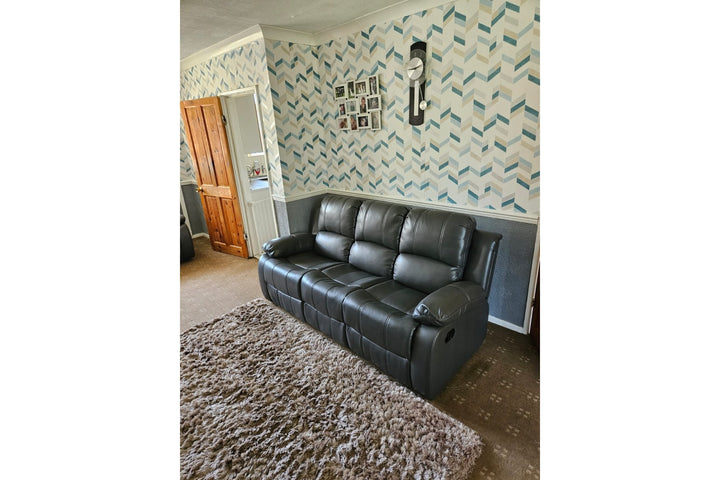 Sevile Grey Leather 3 Seater Recliner Sofa