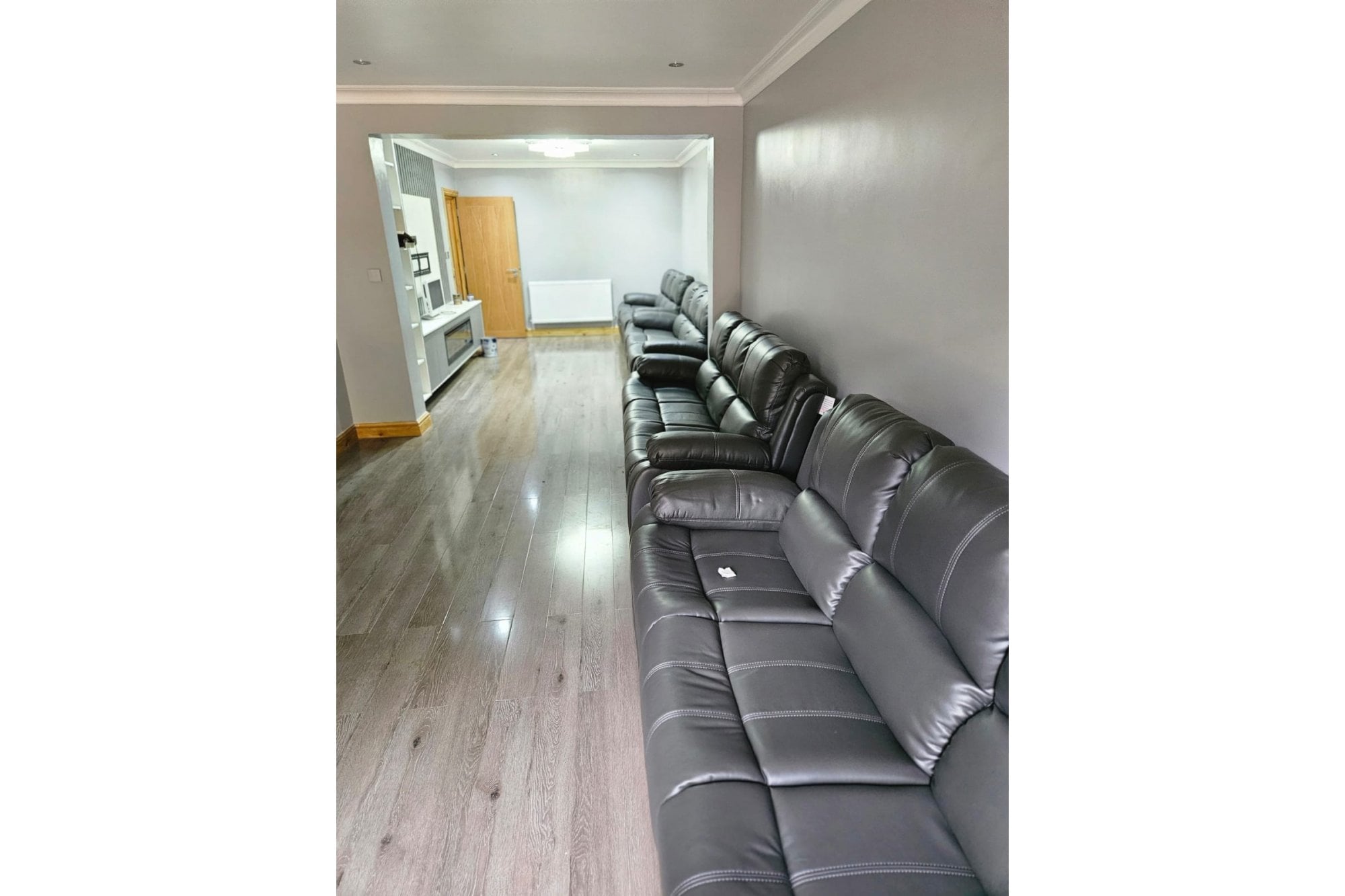 Sevile Grey Leather 3 Seater Recliner Sofa