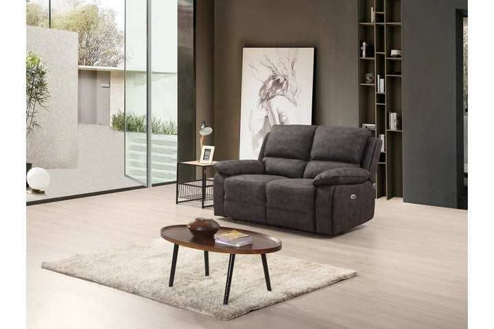 Maple Grey Suede Fabric Electric Recliner 2 Seater Sofa