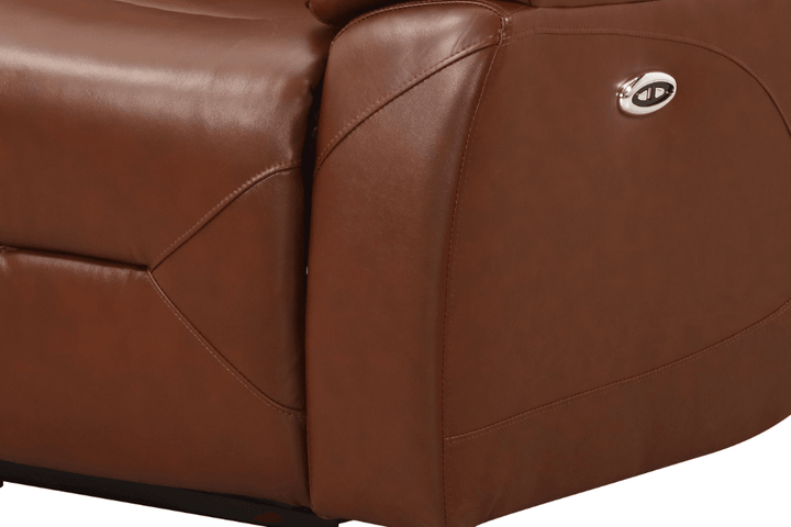Renato Genuine Leather Tan Electric Power Recliner 3 Seater