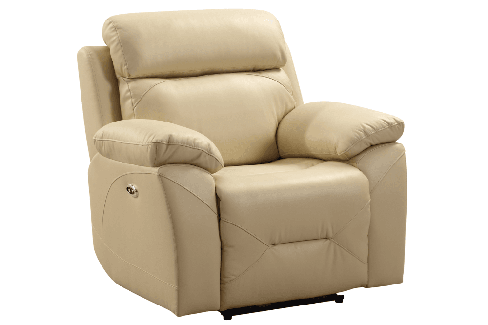 Vancouver Genuine Leather Cream Electric Power Recliner Armchair