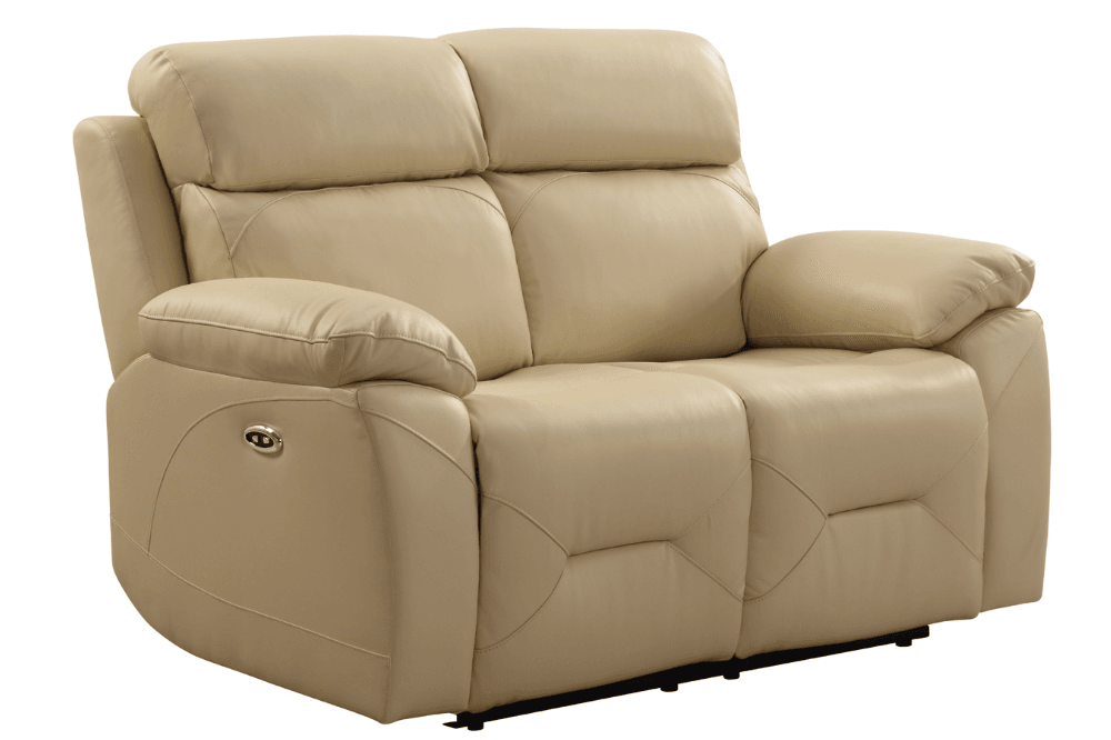 Vancouver  Genuine Leather Cream Electric Power Recliner 2 Seater