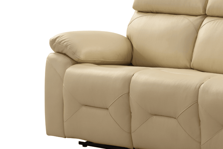 Vancouver  Genuine Leather Cream Electric Power Recliner 2 Seater