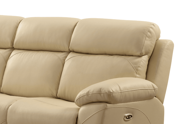 Vancouver  Genuine Leather Cream Electric Power Recliner 3 Seater