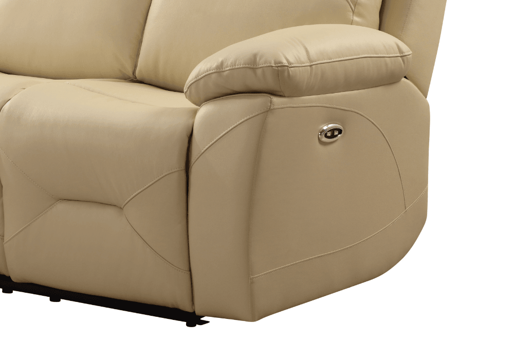 Vancouver  Genuine Leather Cream Electric Power Recliner 3 Seater