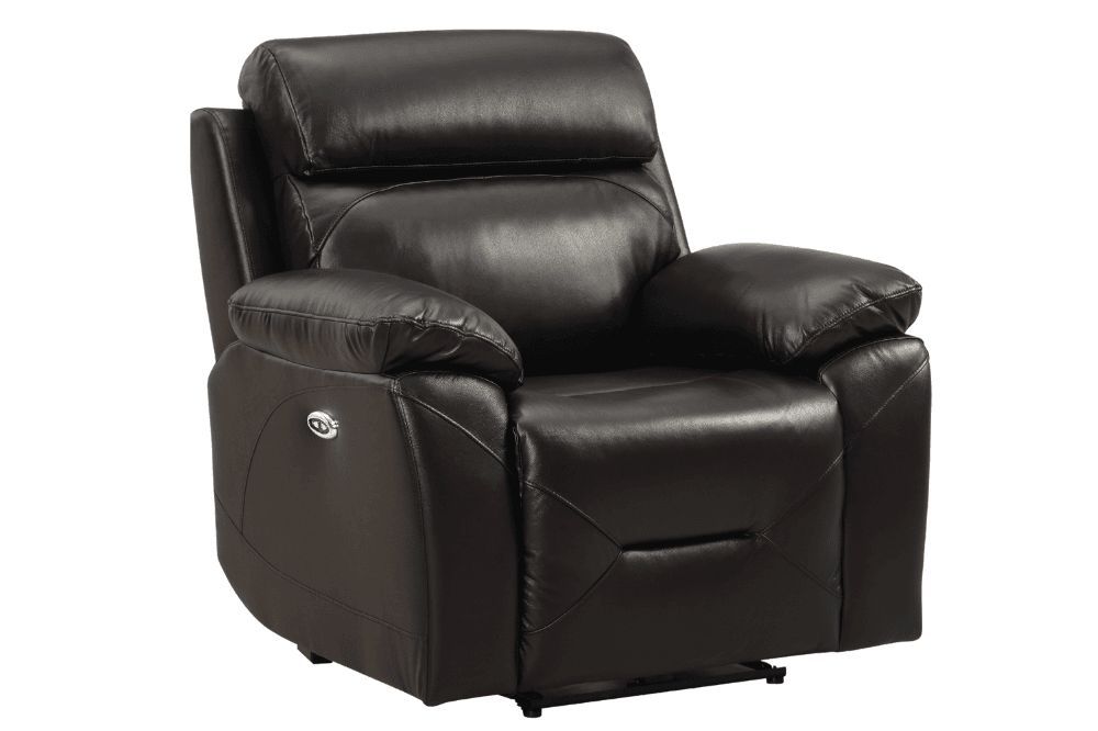 Vancouver  Genuine Leather Black Electric Power Recliner Armchair