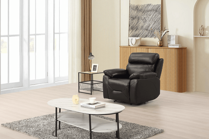 Vancouver  Genuine Leather Black Electric Power Recliner Armchair