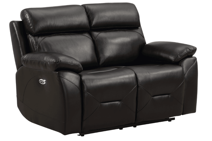 Vancouver  Genuine Leather Black Electric Power Recliner 2 Seater