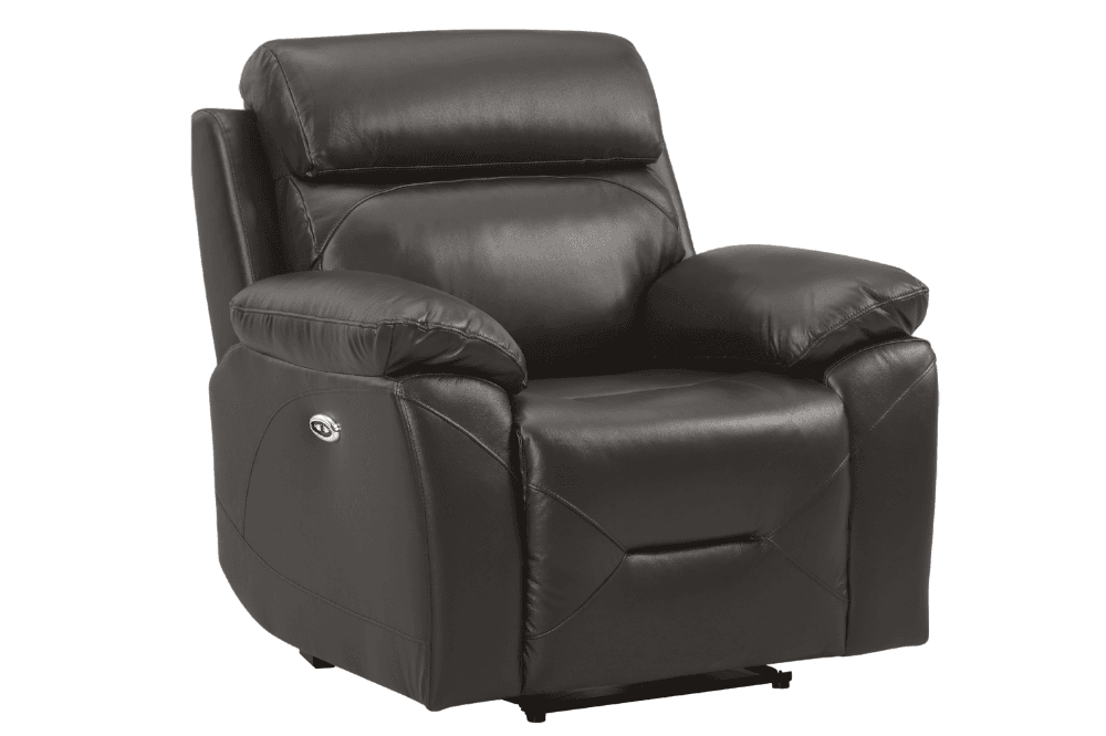 Vancouver  Genuine Leather Grey Electric Power Recliner Armchair
