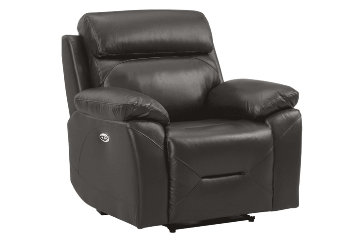Vancouver  Genuine Leather Grey Electric Power Recliner Armchair