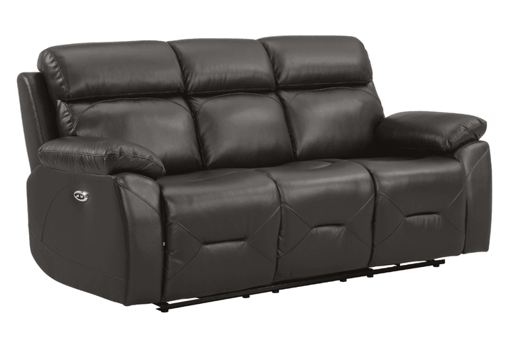 Vancouver Genuine Leather  Grey Electric Power Recliner 3 Seater