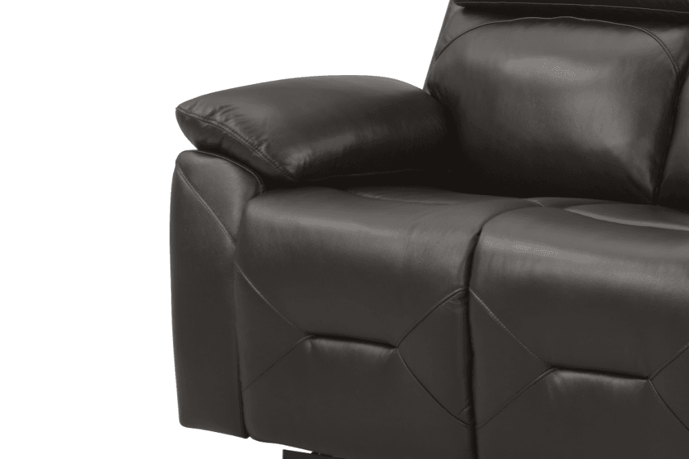 Vancouver Genuine Leather  Grey Electric Power Recliner 3 Seater