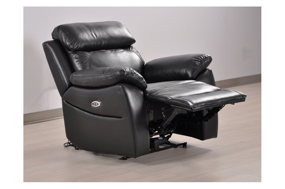 Sorrento Genuine Leather Black  Electric Power Recliner Armchair