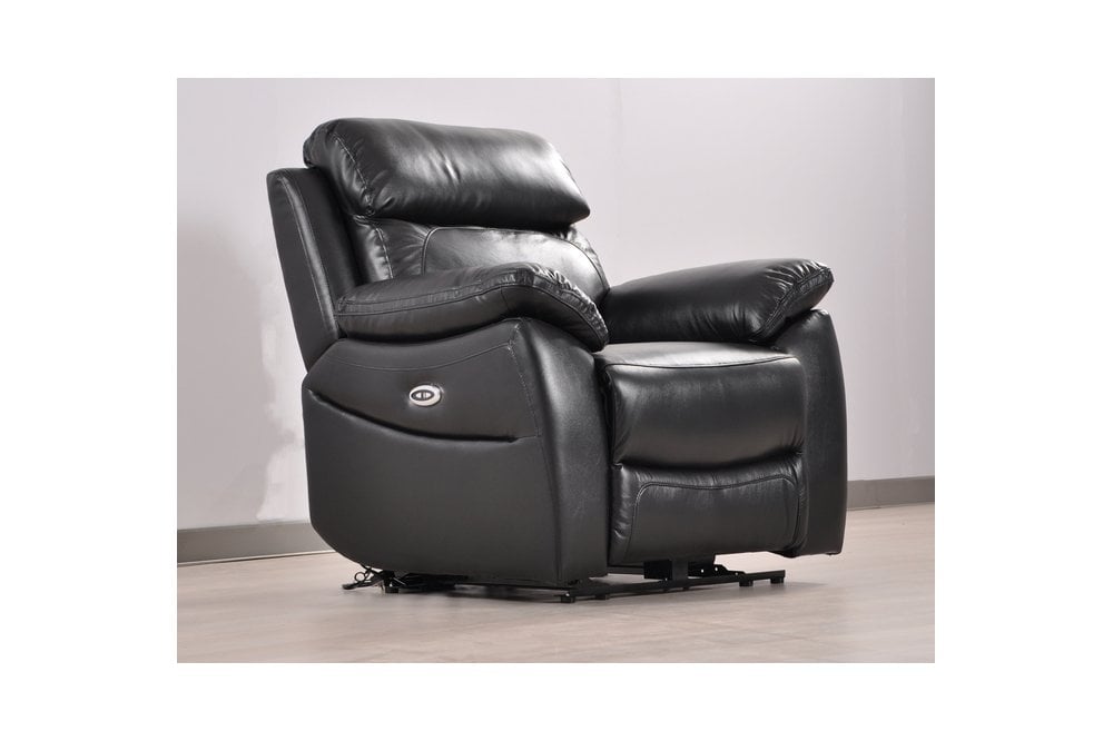 Sorrento Genuine Leather Black  Electric Power Recliner Armchair