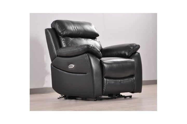 Sorrento Genuine Leather Black  Electric Power Recliner Armchair