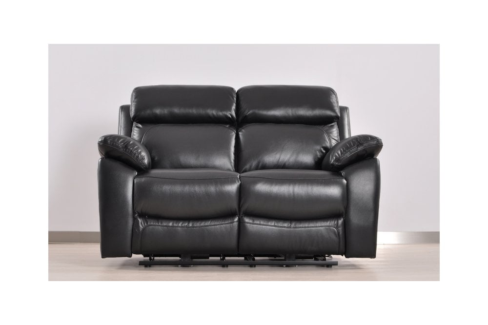 Sorrento Genuine Leather Black  Electric Power Recliner 2 Seater