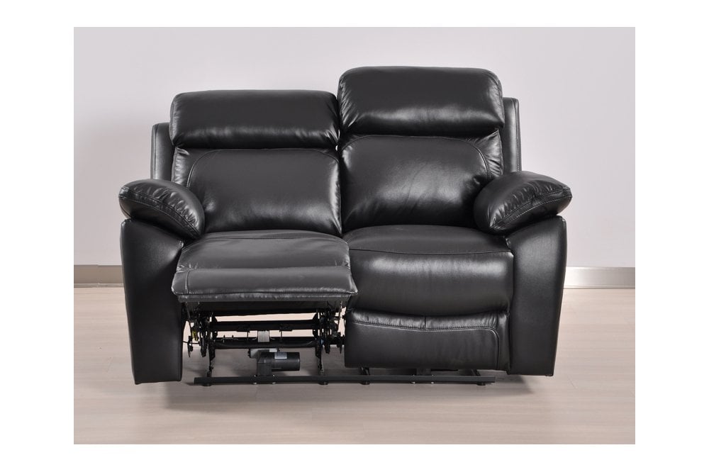 Sorrento Genuine Leather Black  Electric Power Recliner 2 Seater