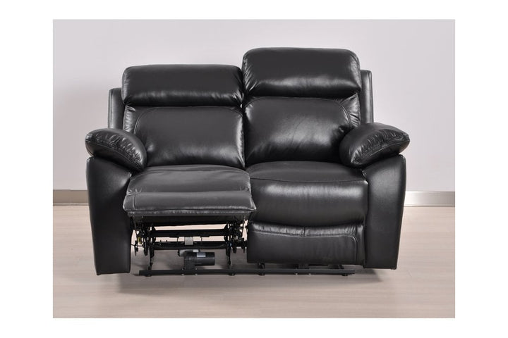 Sorrento Genuine Leather Black  Electric Power Recliner 2 Seater