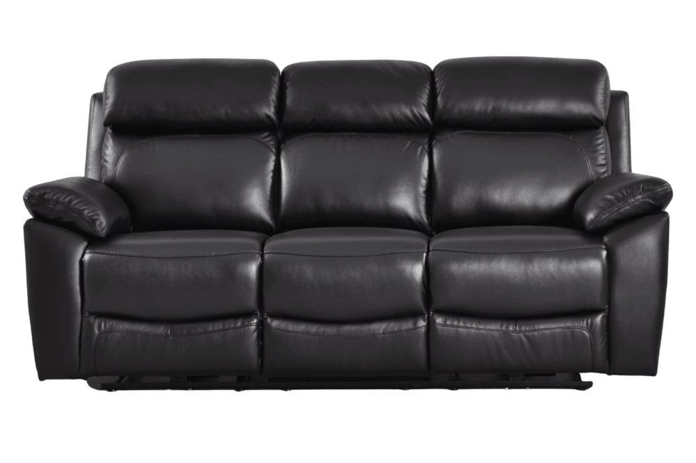 Sorrento Genuine Leather Black Electric Power Recliner 3 Seater