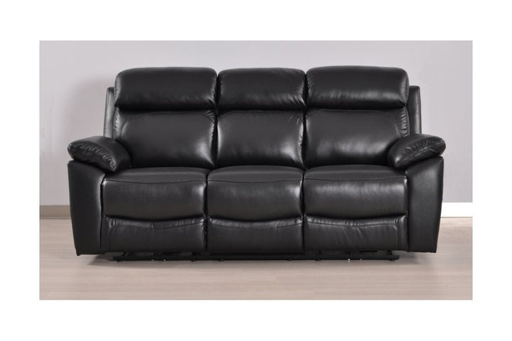 Sorrento Genuine Leather Black Electric Power Recliner 3 Seater