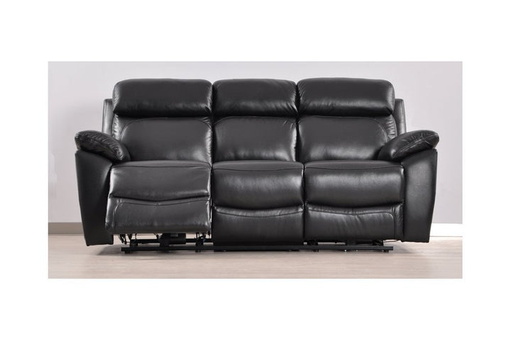 Sorrento Genuine Leather Black Electric Power Recliner 3 Seater