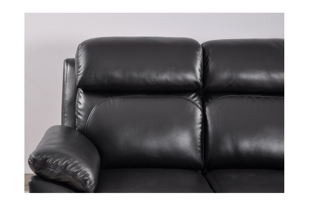 Sorrento Genuine Leather Black Electric Power Recliner 3 Seater