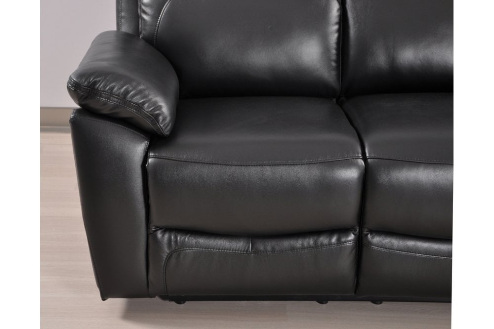 Sorrento Genuine Leather Black Electric Power Recliner 3 Seater