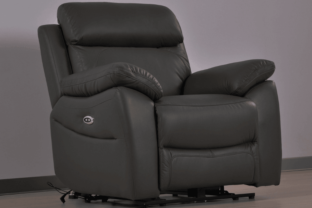 Sorrento Genuine Leather Grey Electric Power Recliner Armchair