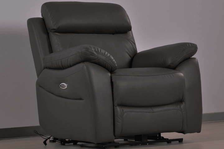 Sorrento Genuine Leather Grey Electric Power Recliner Armchair
