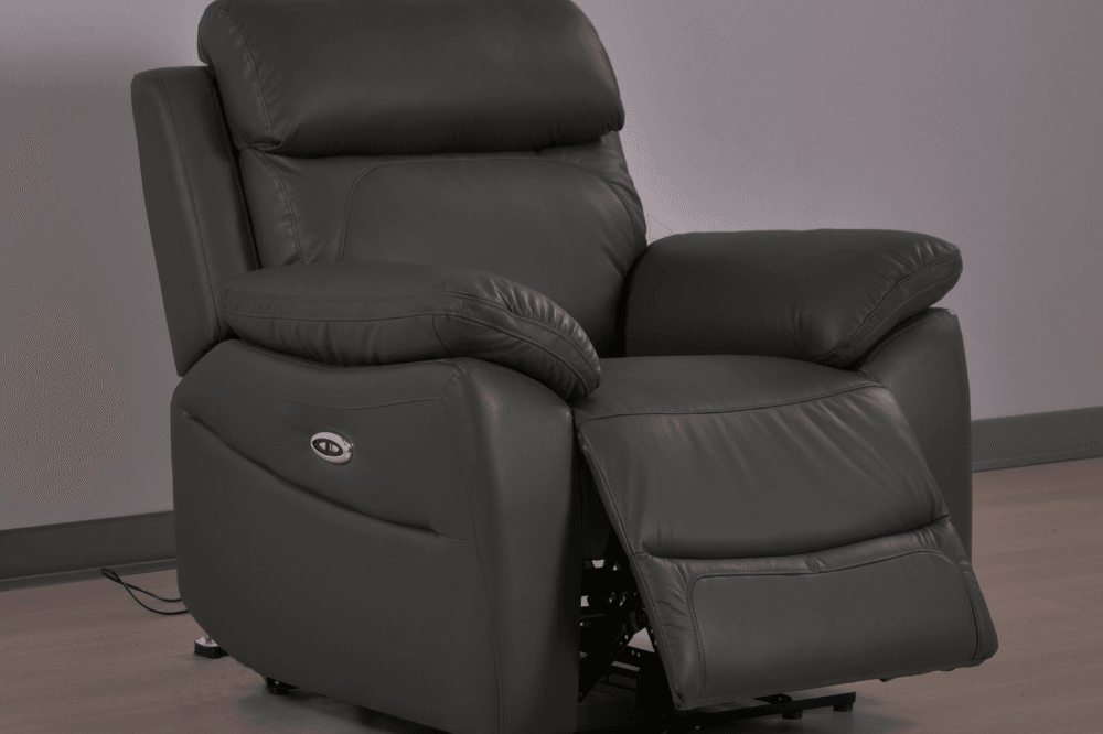 Sorrento Genuine Leather Grey Electric Power Recliner Armchair