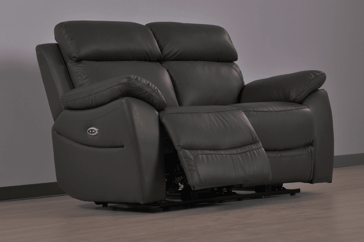 Sorrento Genuine Leather Grey Electric Power Recliner 2 Seater Sofa