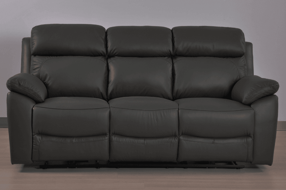 Sorrento Genuine Leather Grey Electric Power Recliner 3 Seater Sofa