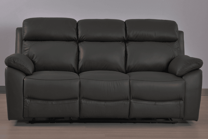 Sorrento Genuine Leather Grey Electric Power Recliner 3 Seater Sofa