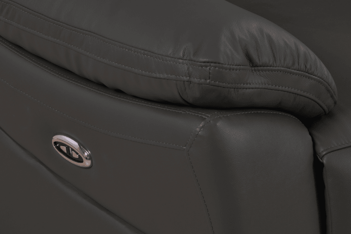 Sorrento Genuine Leather Grey Electric Power Recliner 3 Seater Sofa