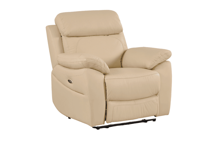 Sorrento Genuine Leather Cream Electric Power Recliner Armchair