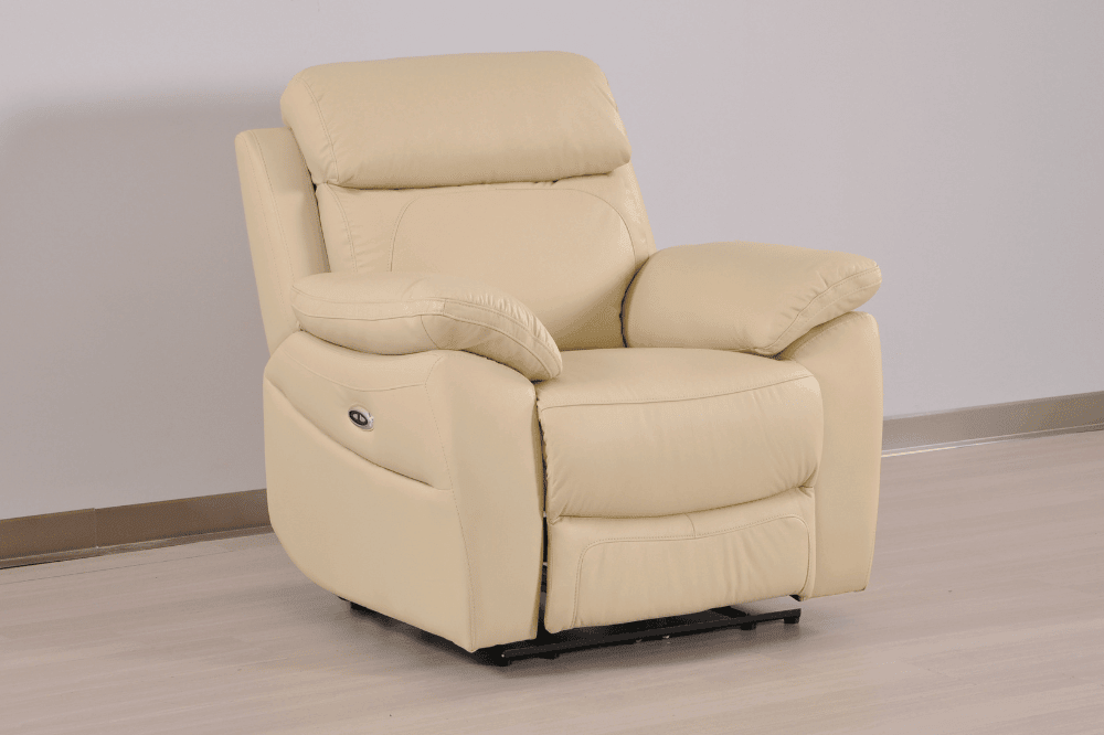 Sorrento Genuine Leather Cream Electric Power Recliner Armchair