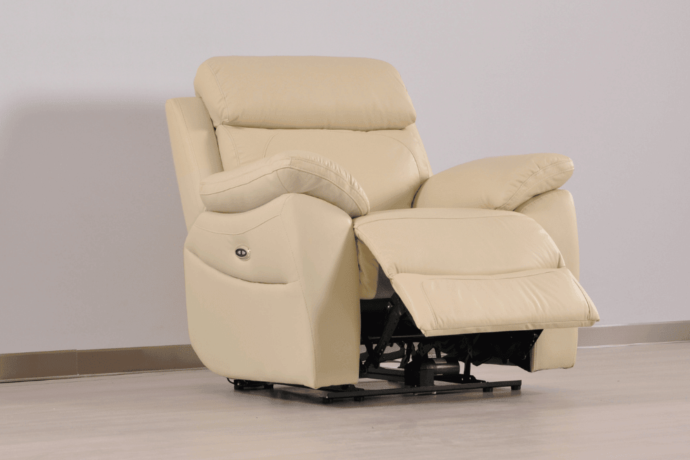 Sorrento Genuine Leather Cream Electric Power Recliner Armchair