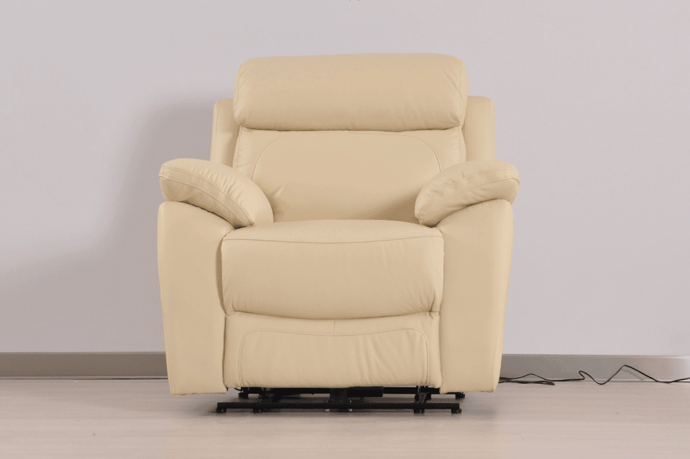 Sorrento Genuine Leather Cream Electric Power Recliner Armchair