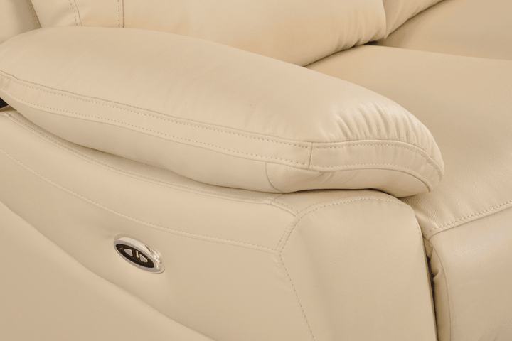 Sorrento Genuine Leather Cream Electric Power Recliner Armchair