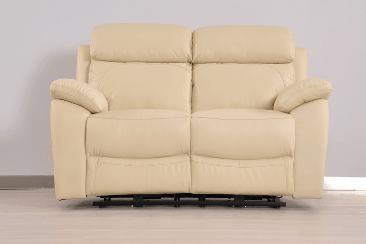 Sorrento Genuine Leather Cream Electric Power Recliner 2 Seater Sofa