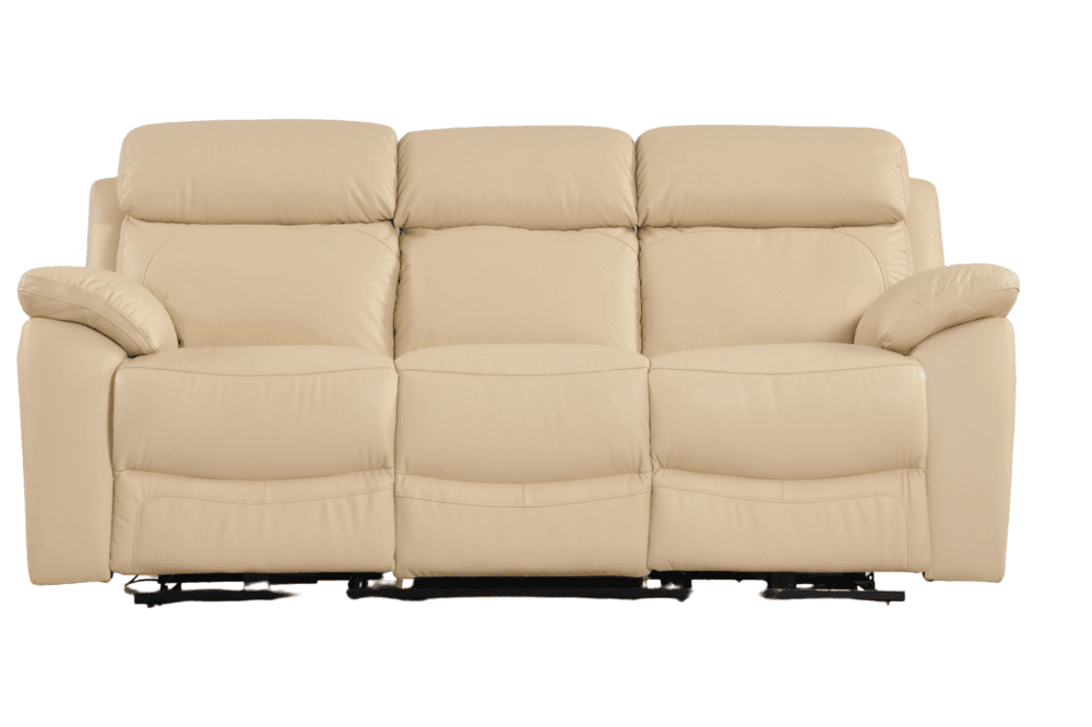 Sorrento Genuine Leather Cream Electric Power Recliner 3 Seater Sofa
