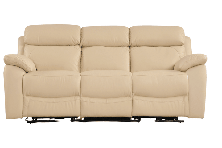 Sorrento Genuine Leather Cream Electric Power Recliner 3 Seater Sofa