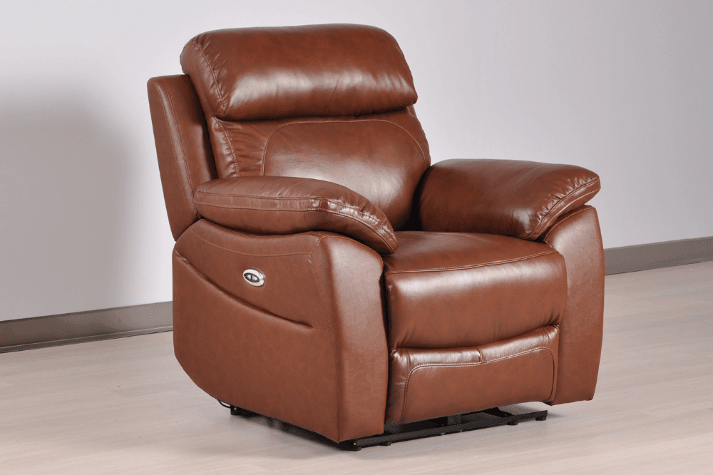 Sorrento Genuine Leather Tan Electric Power Recliner Armchair