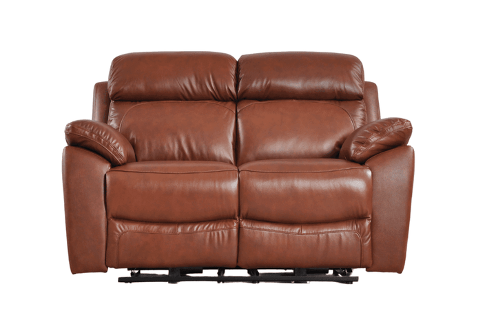 Sorrento Genuine Leather Tan  Electric Power Recliner 2 Seater Sofa