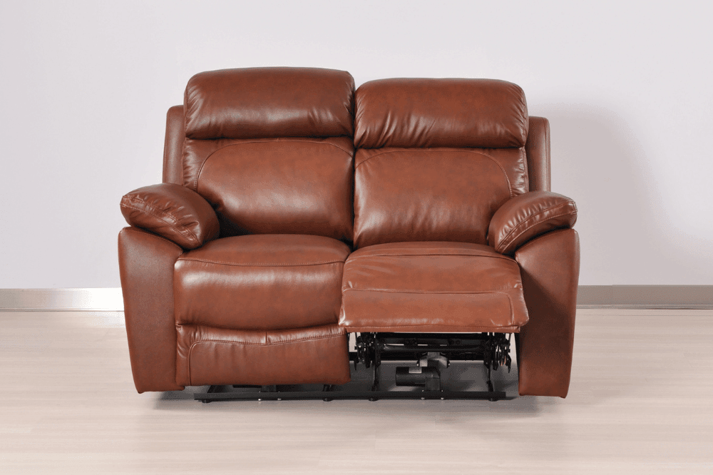 Sorrento Genuine Leather Tan  Electric Power Recliner 2 Seater Sofa