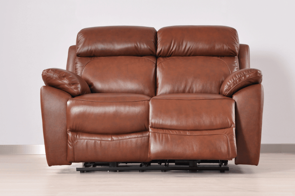 Sorrento Genuine Leather Tan  Electric Power Recliner 2 Seater Sofa