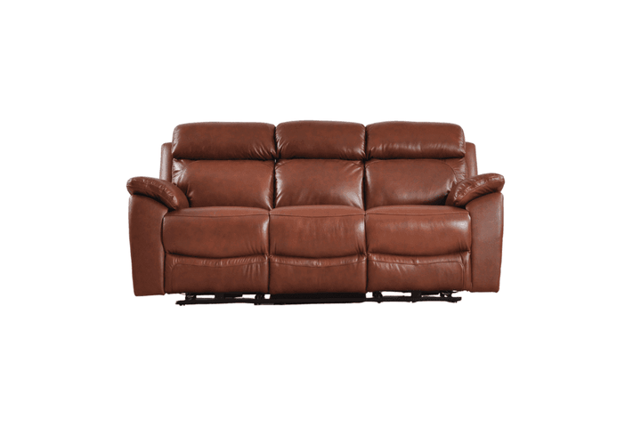Sorrento Genuine Leather Tan Electric Power Recliner 3 Seater Sofa