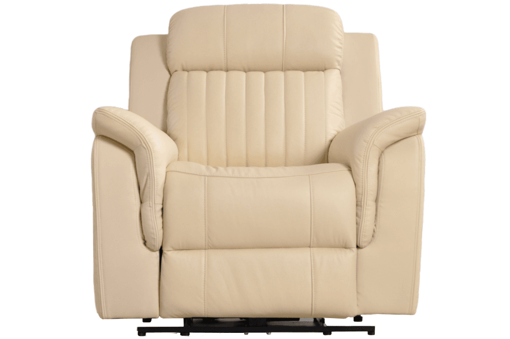 Kaden Genuine Leather Cream Electric Power Recliner Armchair