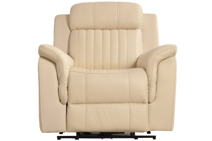 Kaden Genuine Leather Cream Electric Power Recliner Armchair