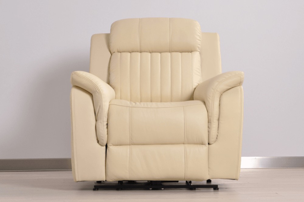 Kaden Genuine Leather Cream Electric Power Recliner Armchair